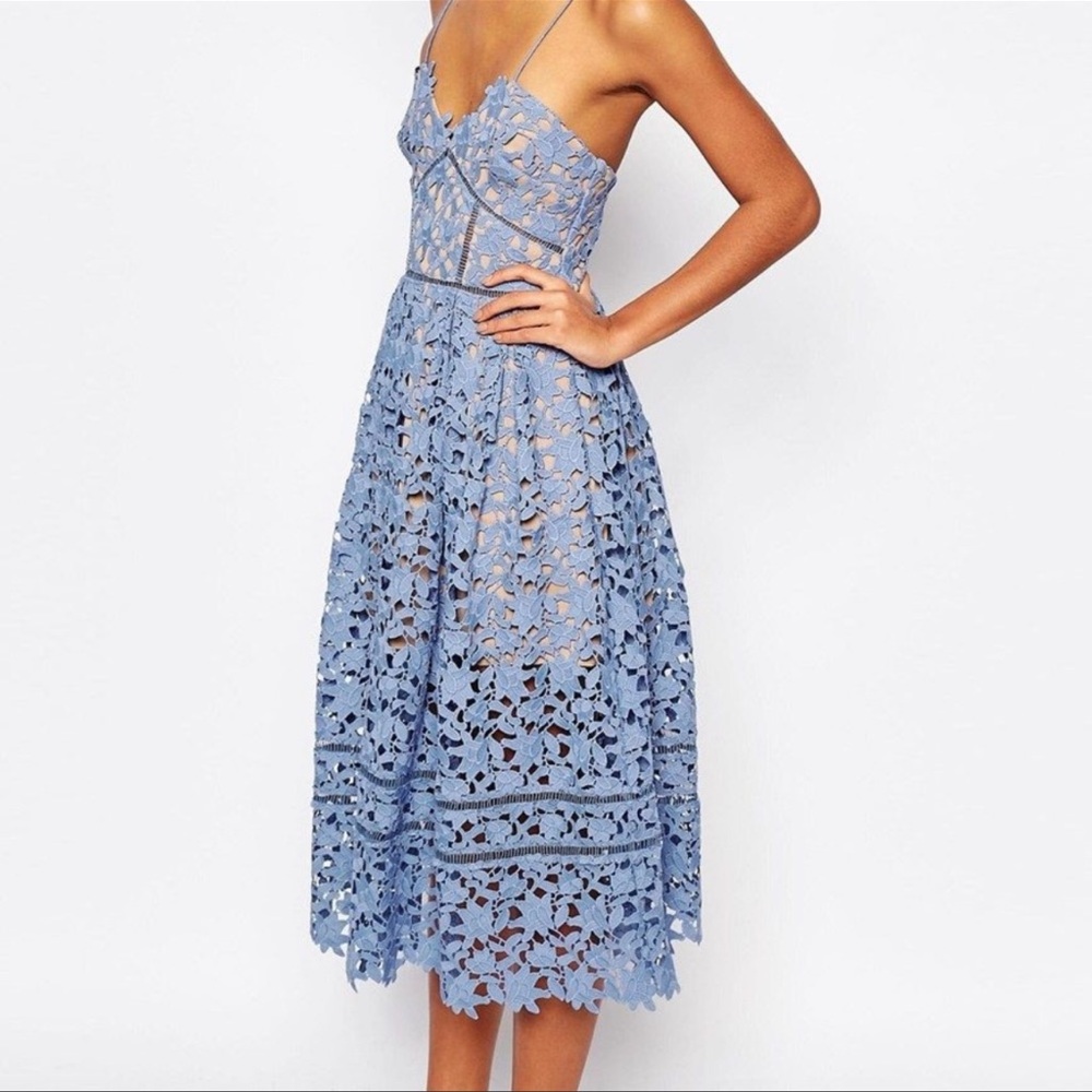 SELF PORTAIT blue Azaelea Lace Fit and Flare Dress